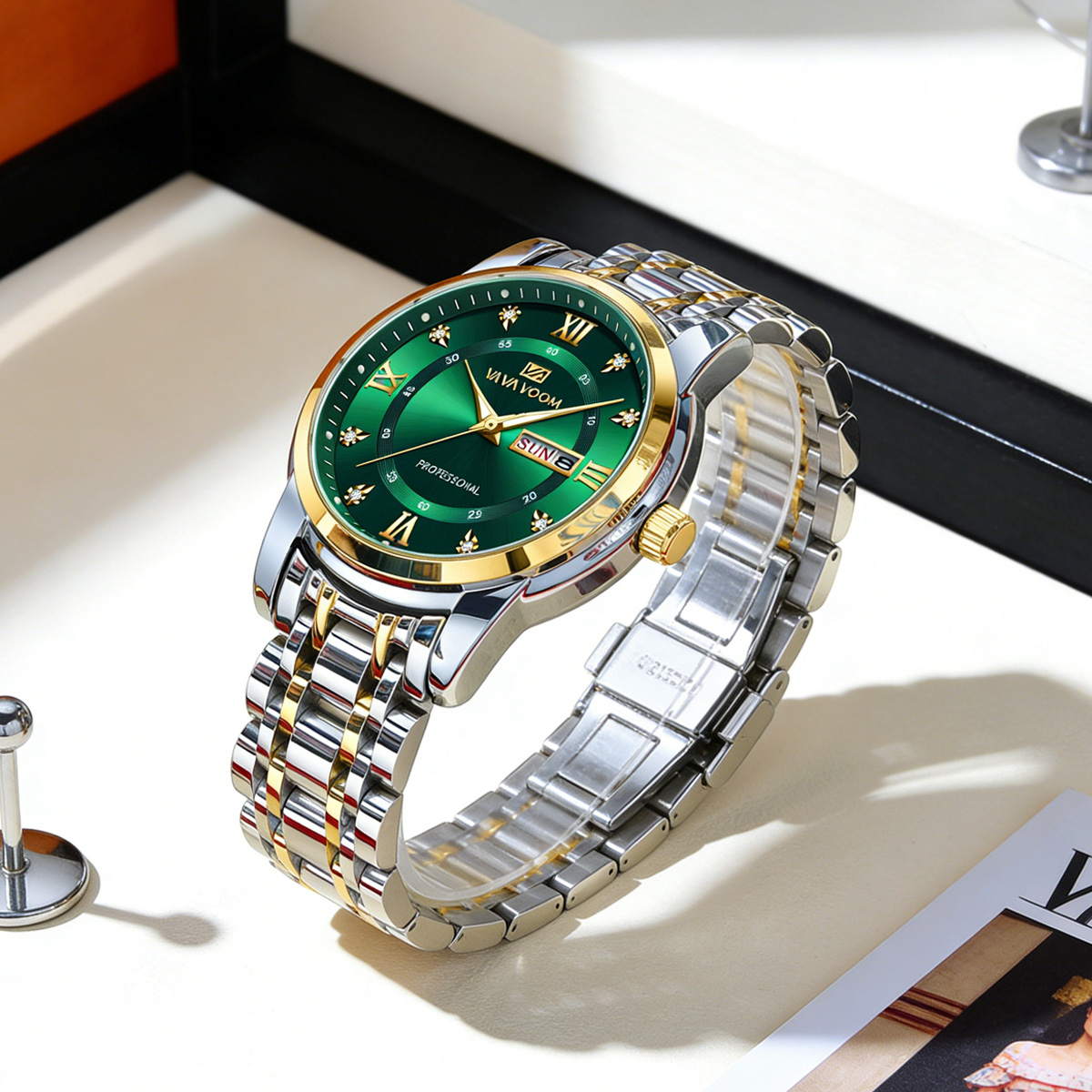 Luxury Watch Green Dial - Orologio di Lusso con Anello in