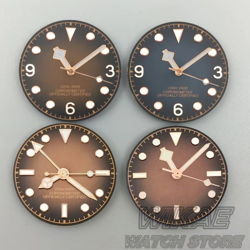 Bronze Case Watch - Quadrante Sfumato 29mm Vintage Nero Marrone